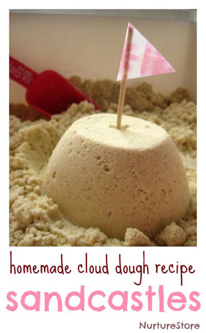 Cloud Dough Sand Castles Sensory Bins