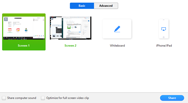 A screenshot of a device's window with four screens against a white background: "Screen 1", "Screen 2", "Whiteboard", and "iPhone/iPad."