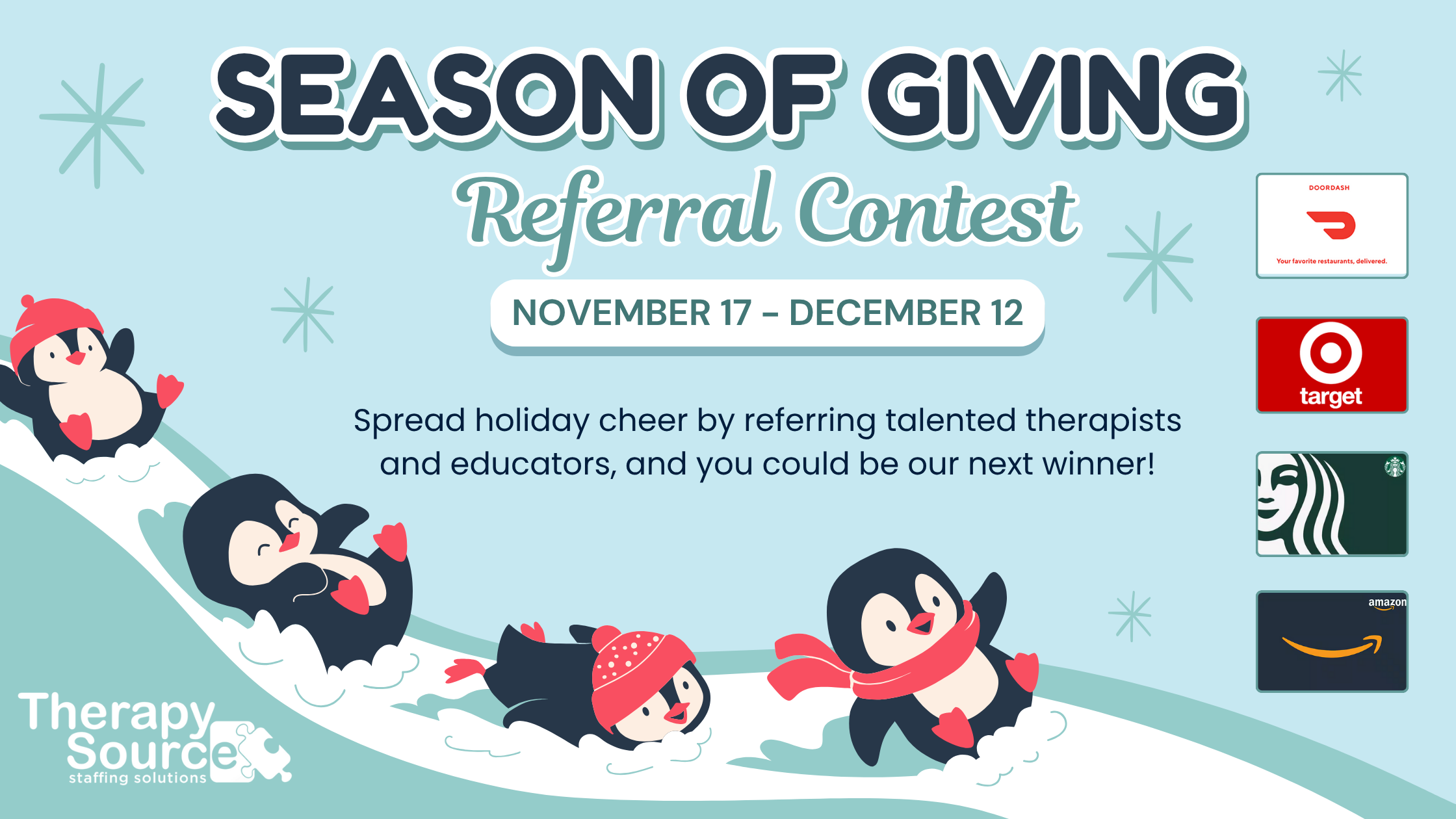 Therapy Source’s “Season of Giving” Referral Contest